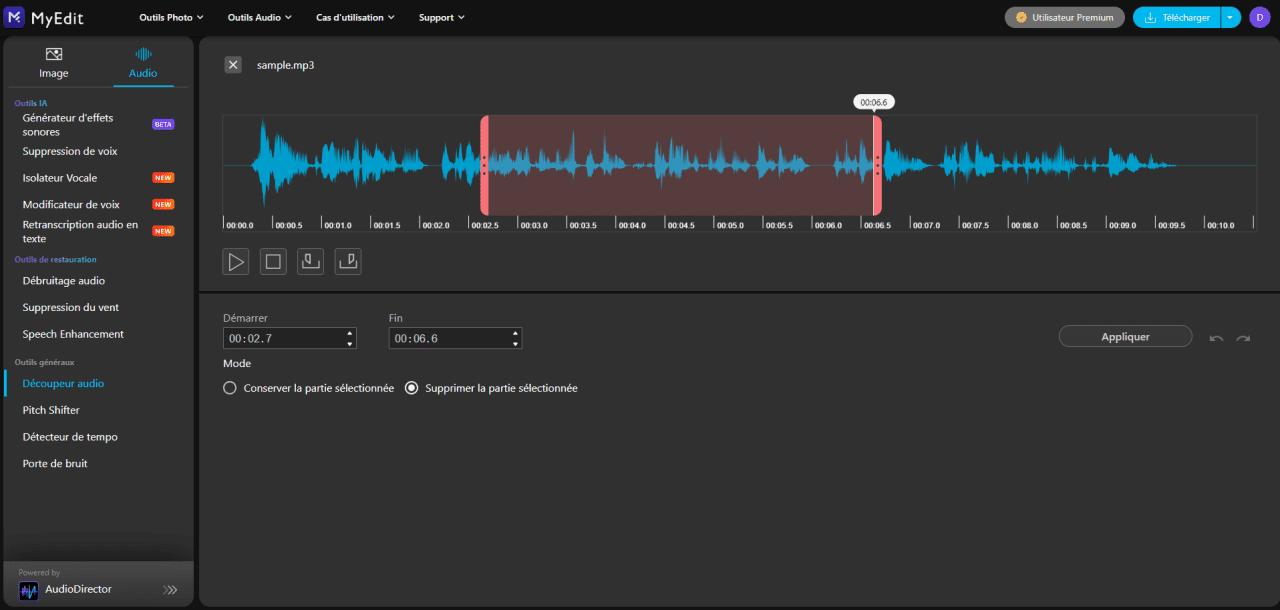 MyEdit Interface - couper un MP3