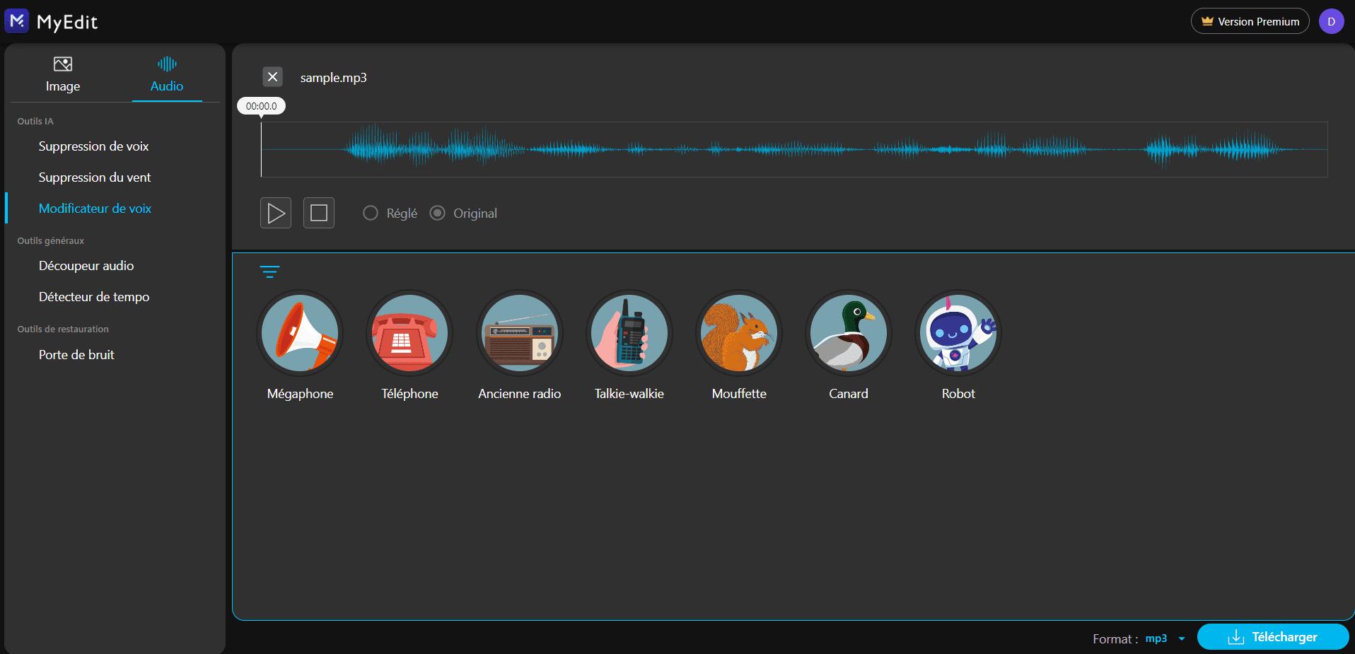 utiliser le transformateur vocal de MyEdit pour modifier sa voix