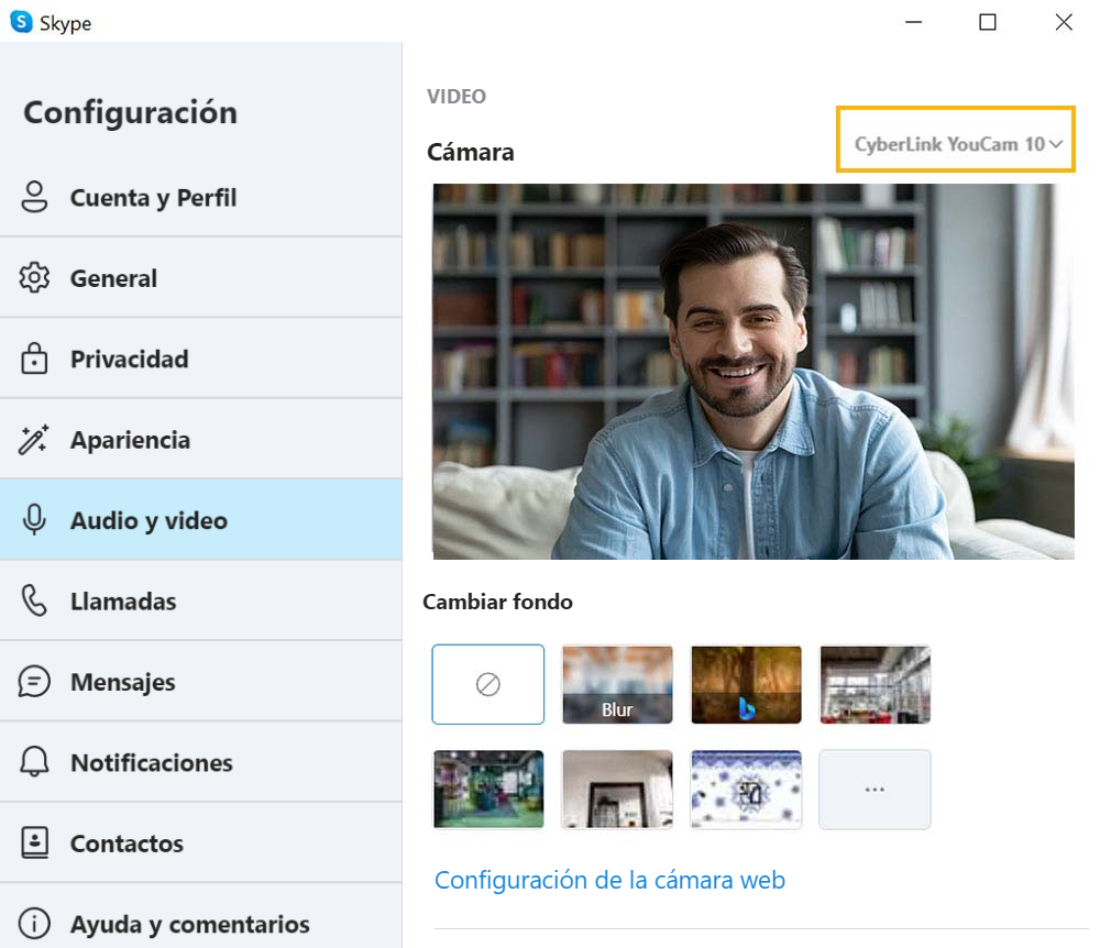 YouCam - Accede a configuraciones