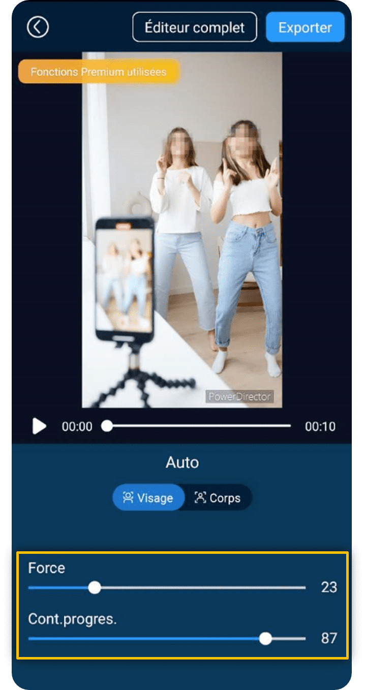 flouter un sujet en mouvement sur l'appli powerdirector