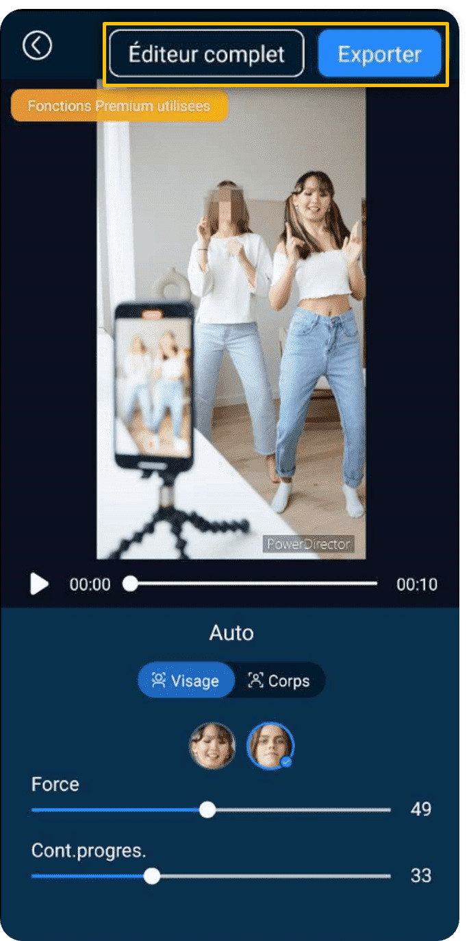 flouter un sujet en mouvement sur l'appli powerdirector