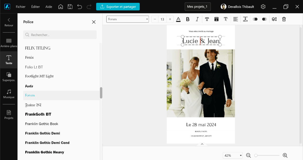 comment creer un faire-part de mariage avec le logiciel Promeo