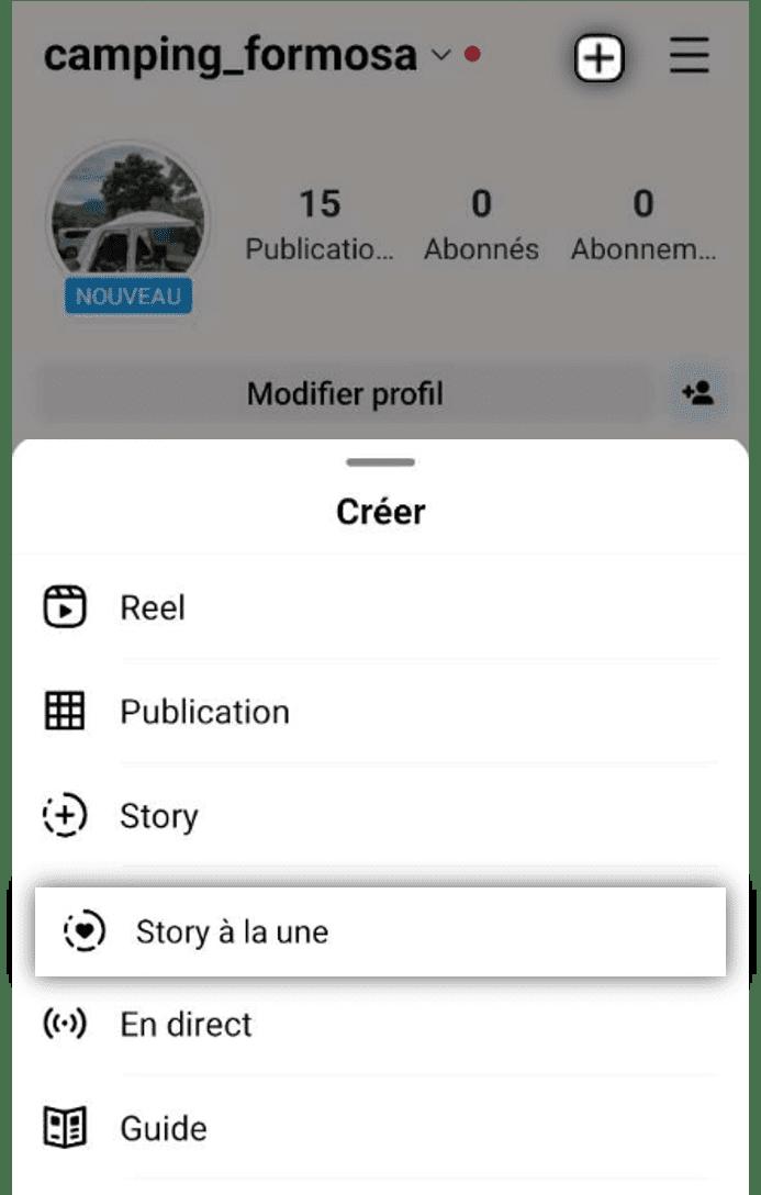 comment creer une story a la une sur instagram