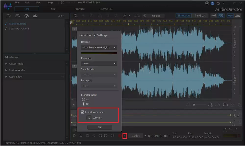 AudioDirector - Countdown Timer