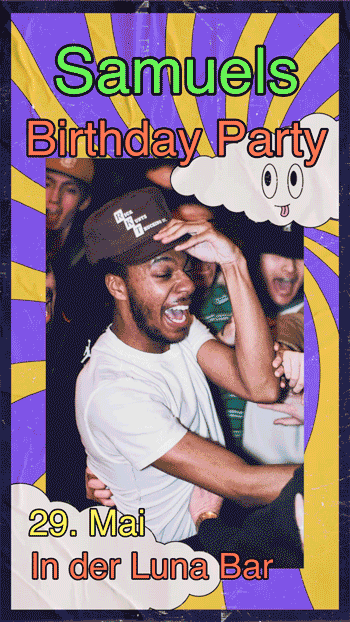 Beispiele für Einladungen zum Geburtstag per WhatsApp. Erstellt mit der App Promeo