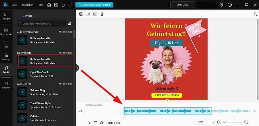 Geburtstagseinladung mit Musik