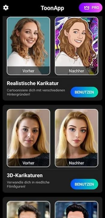 ToonApp - Cartoon-Bildbearbeitung