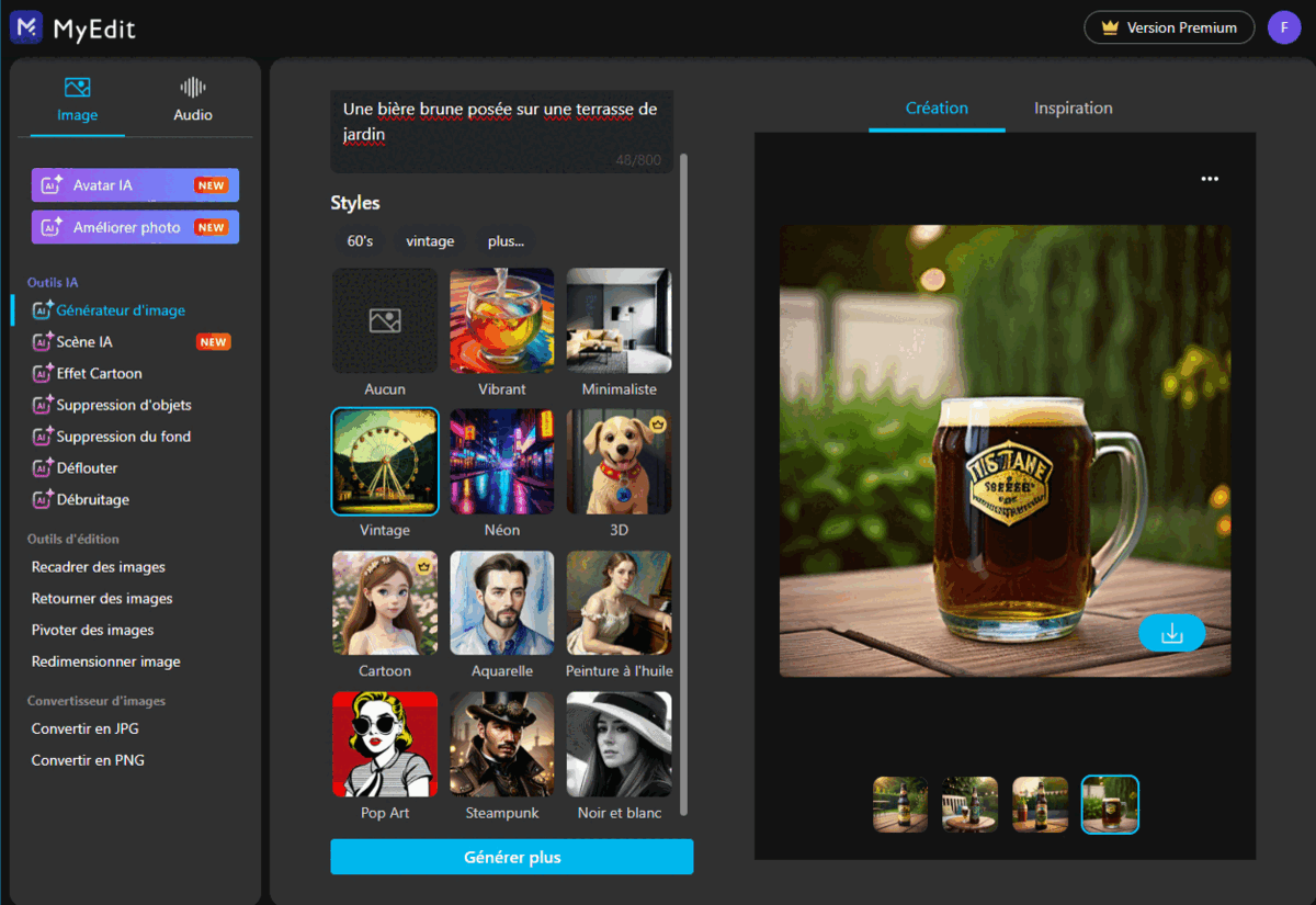 Création d'images de bières avec le site web MyEdit - Etape 3