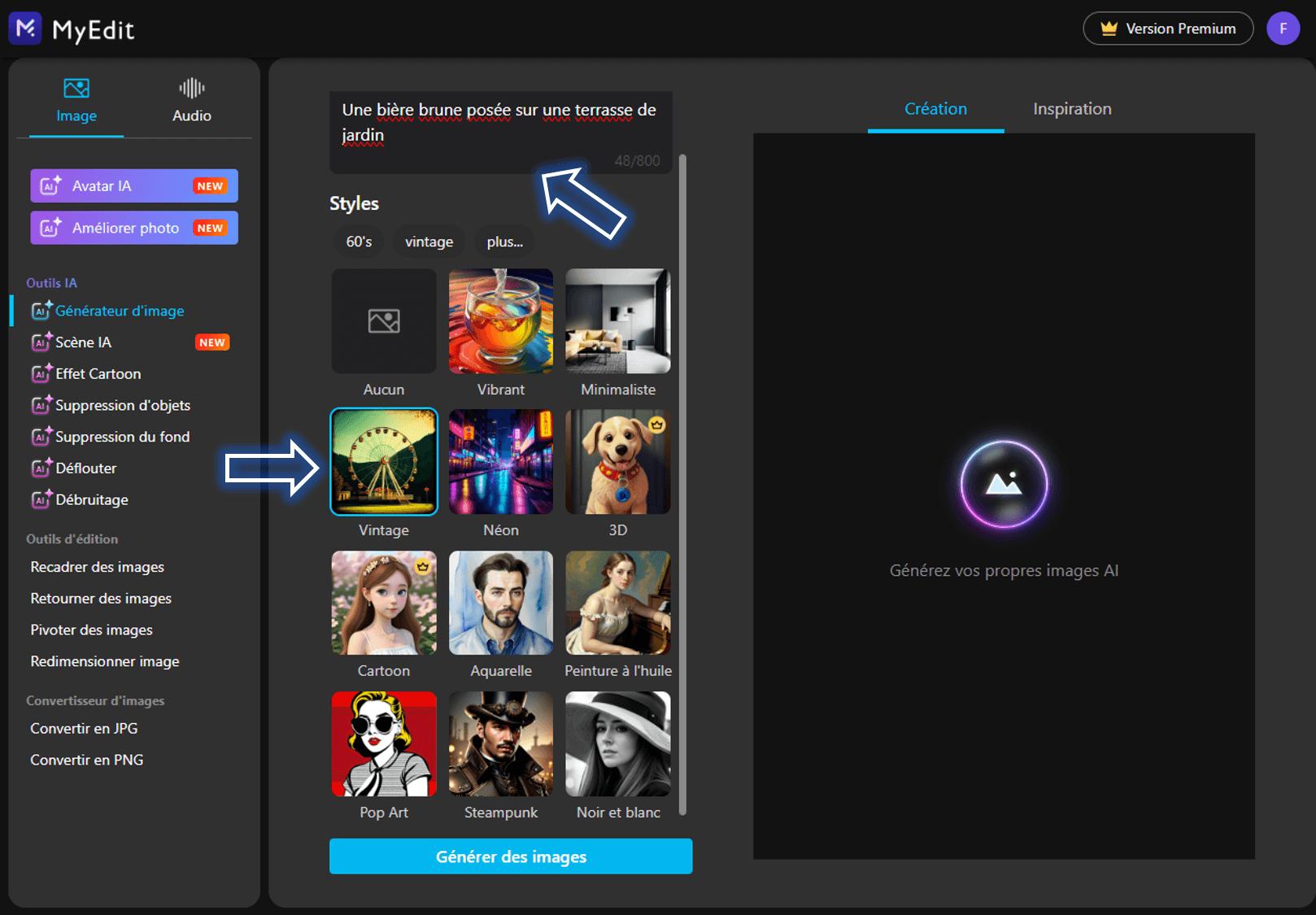 Création d'images de bières avec le site web MyEdit - Etape 2
