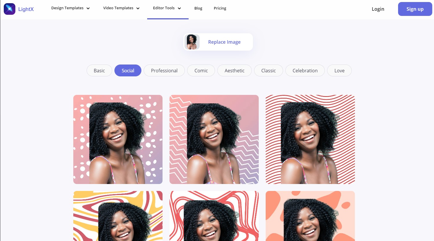 LightX Profile Picture Maker Interface