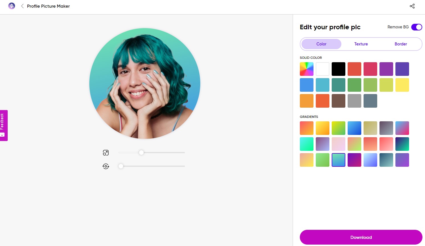 QuickTools Profile Picture Maker Interface