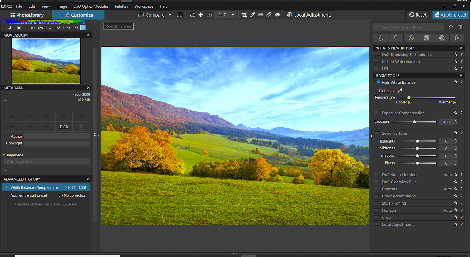 DxO PhotoLab Interface