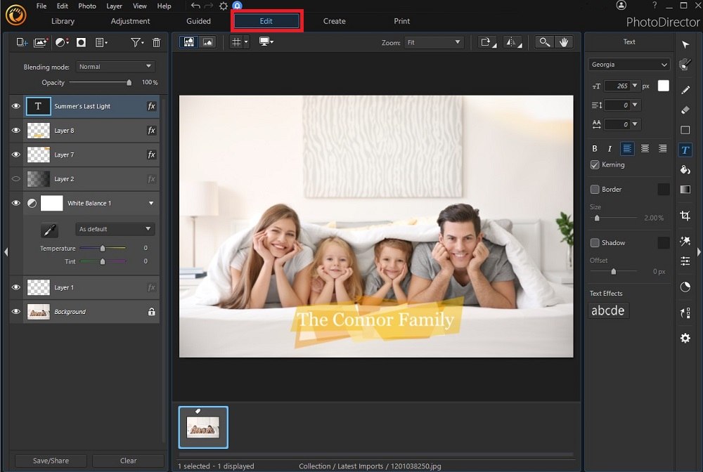 PhotoDirector - Edit Tab