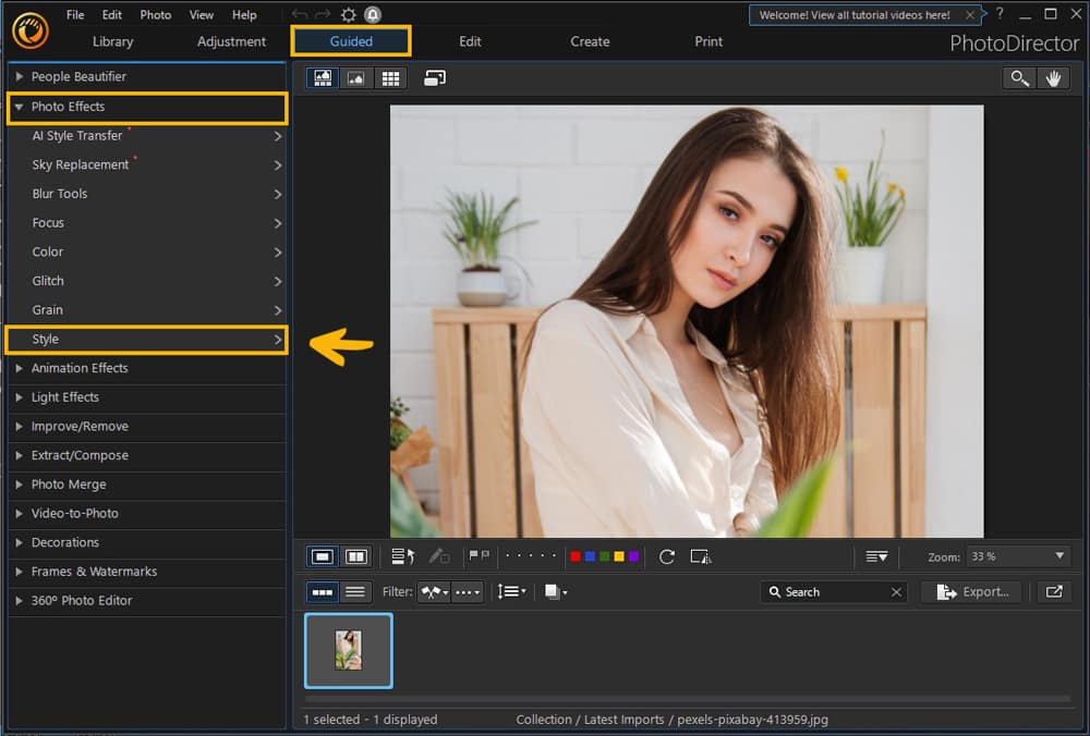 PhotoDirector - Import