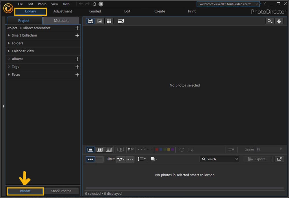 PhotoDirector - Import