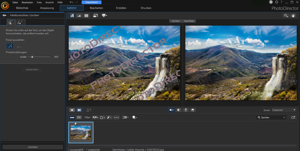 PhotoDirector PC - Wasserzeichen entfernen