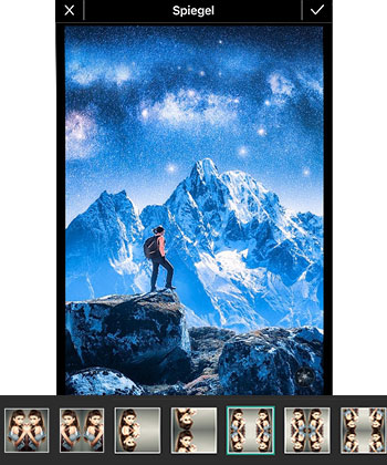 PhotoDirector App - Spiegeleffekt auswählen
