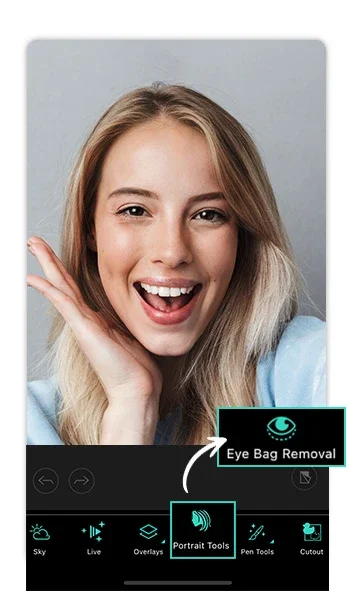 PhotoDirector - Portrait Tools, Eye Bag Removal