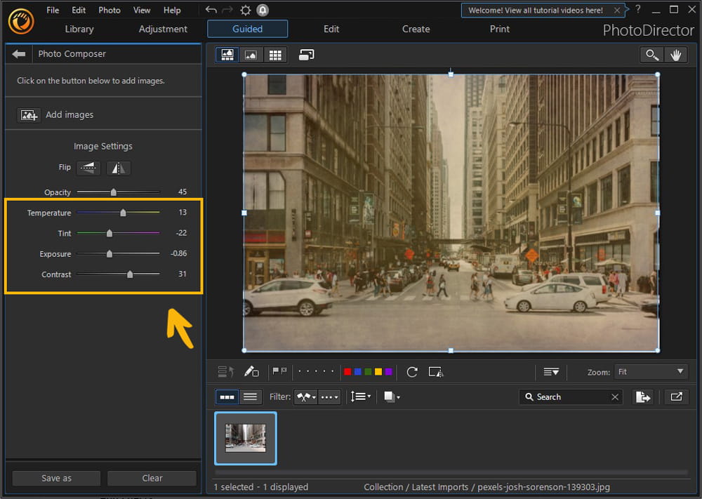 PhotoDirector - Texture adjustments