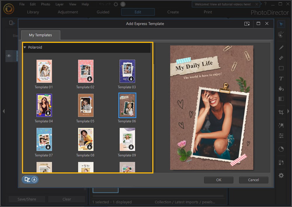 PhotoDirector - Polaroid Express Template
