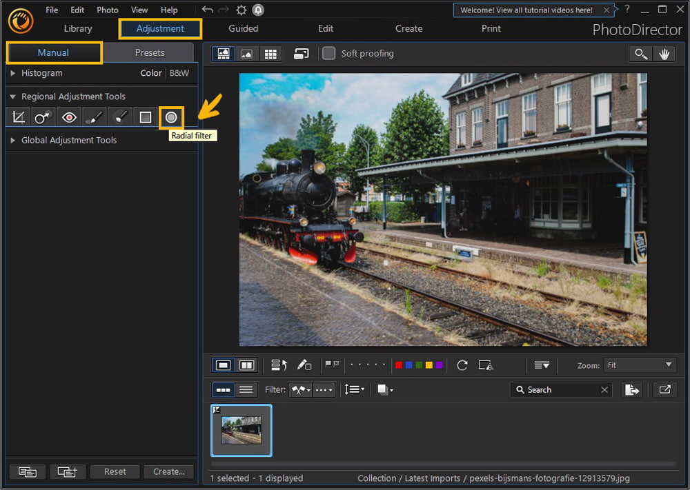 PhotoDirector - Radial filter