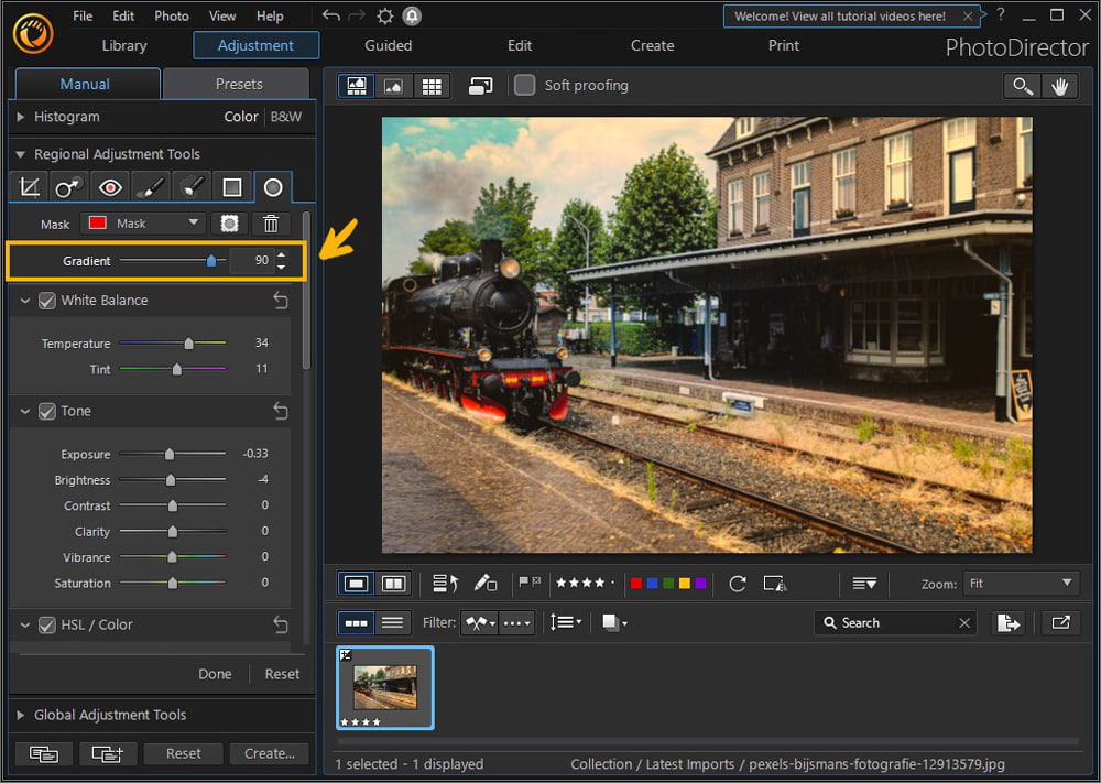 PhotoDirector - tonal adjustments