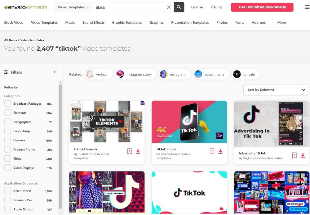 Envato Elements Interface