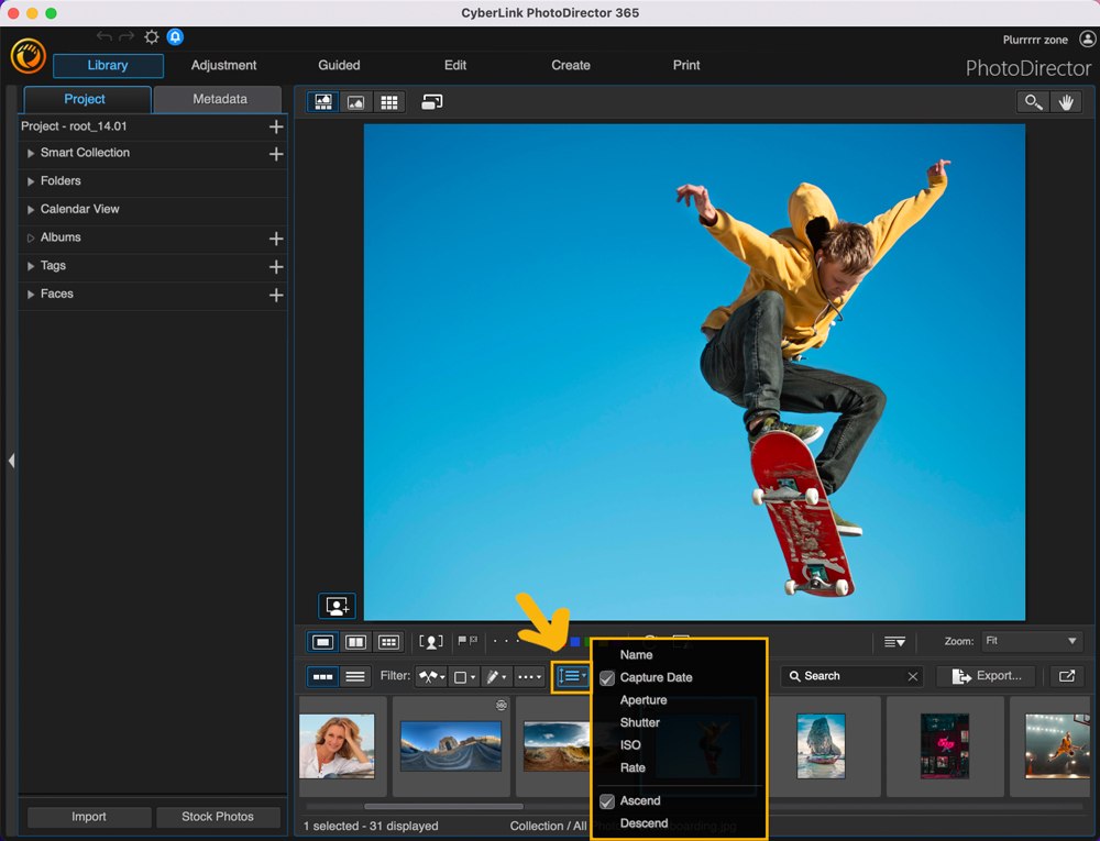 PhotoDirector - organize photos by keyword or tag