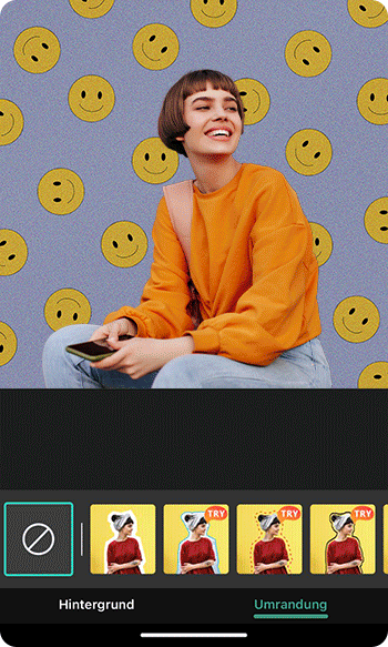 PhotoDirector App - Ausgeschnittenes Bild umranden