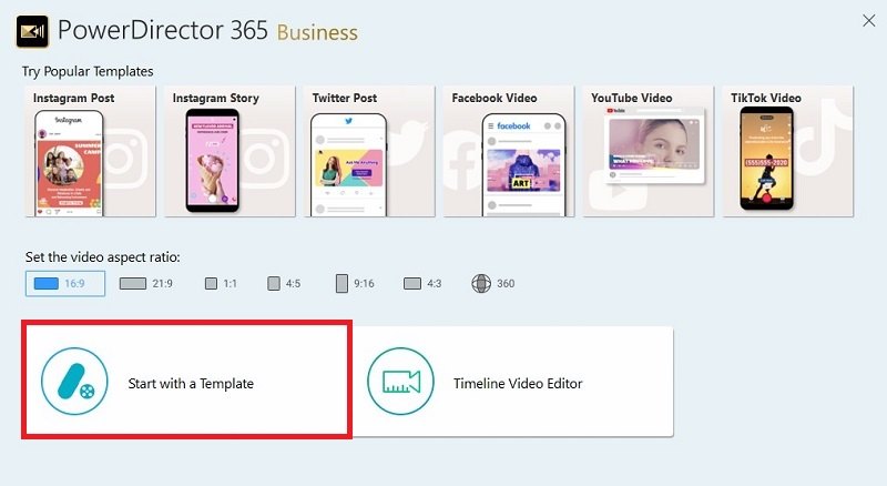 PhotoDirector - Start with a Template