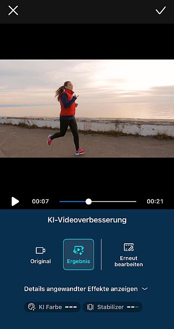 Ergebnis verbesserte Videoqualität prüfen