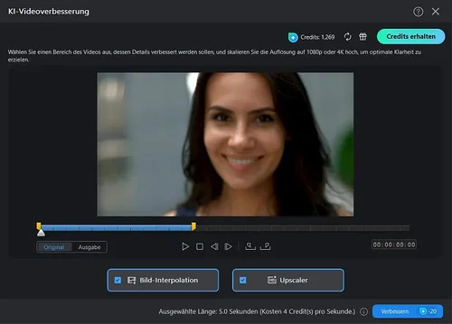 Der PowerDirector Video Enhancer mit Upscaler und Bild-Interpolation