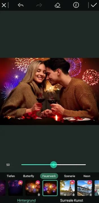 PhotoDirector App - Silvester-Hintergrund