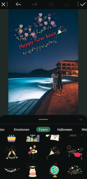 PhotoDirector App - Silvester-Sticker
