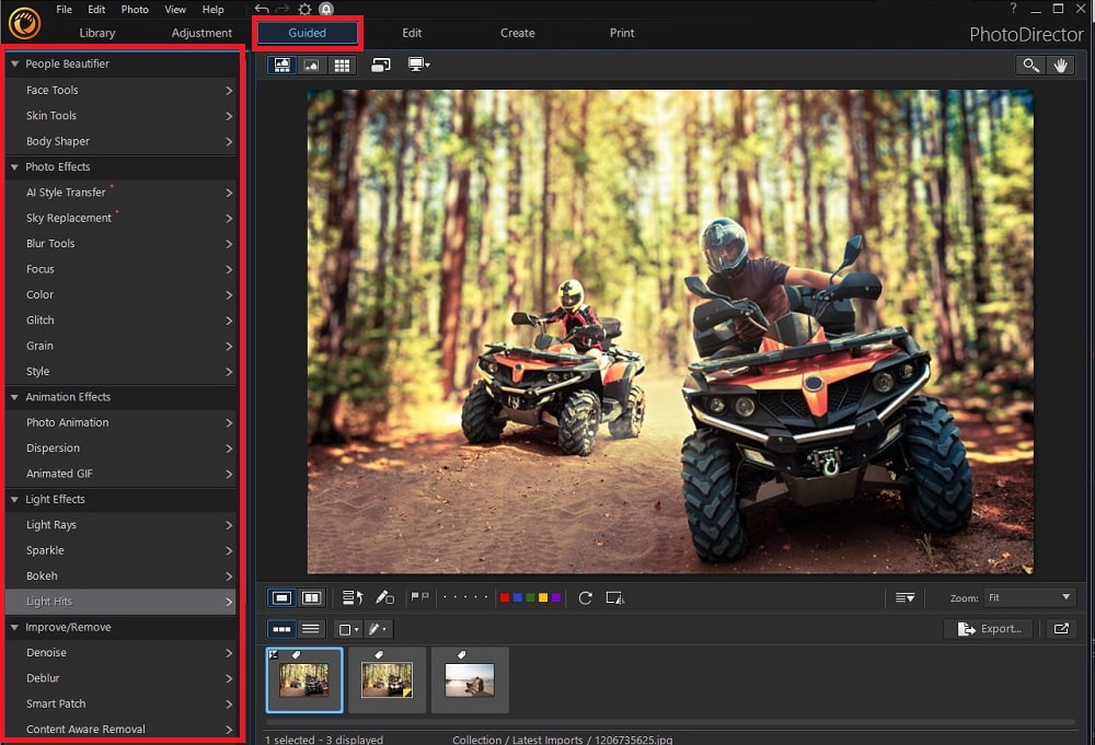 PhotoDirector Interface - Face Tools, Skin Tools, Body Shaper, Sky Replacement