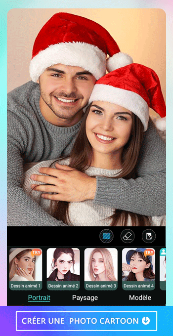 PhotoDirector - Transformez vous en personnage de dessin animé sur vos cartes de Noël