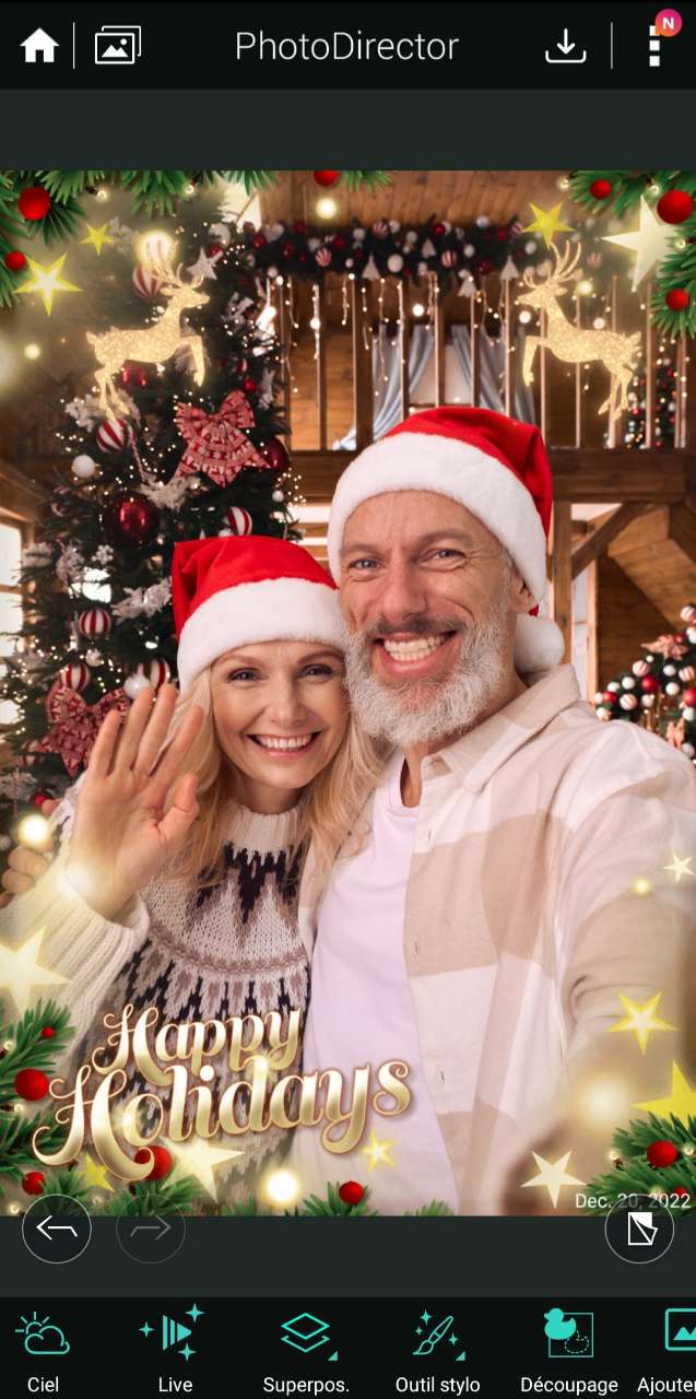 PhotoDirector Application pour créer une carte de Noël