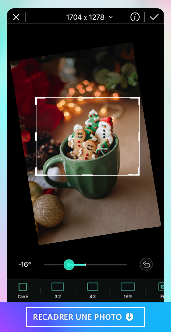 PhotoDirector - Recadrer et retourner des images de Noël