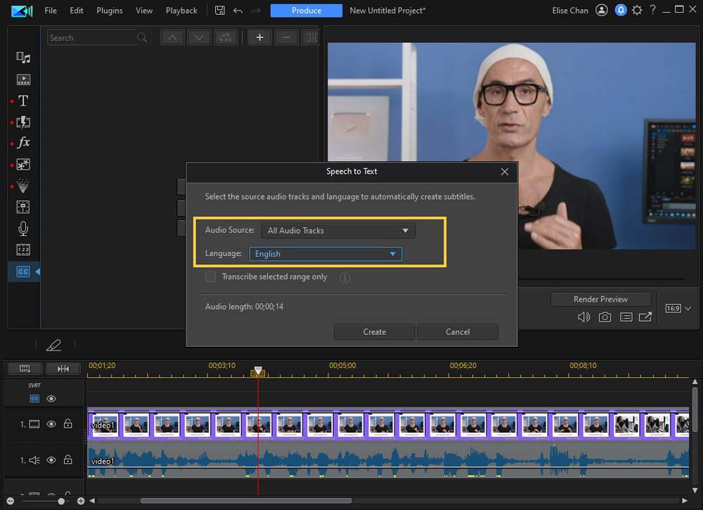 PhotoDirector - speech to text Language