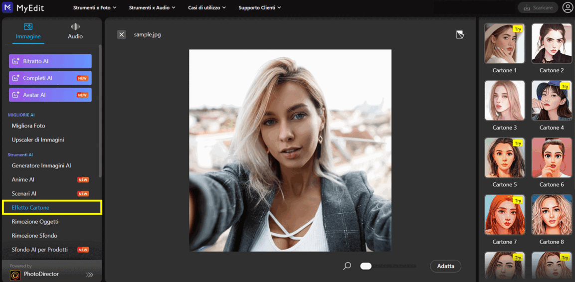 Trasformate le foto in cartoni animati online con MyEdit