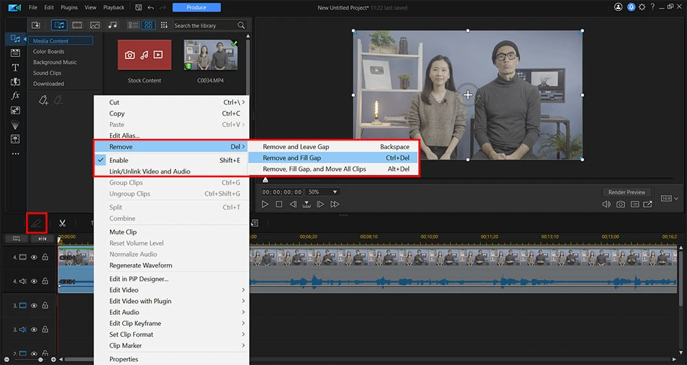 PowerDirector interface - Split