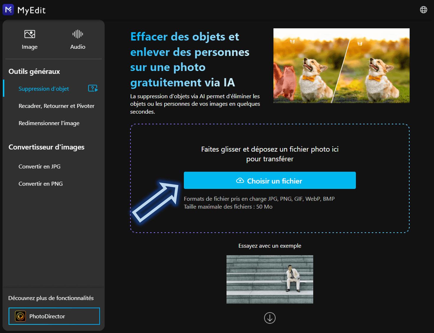 Supprimer un filigrane en ligne - MyEdit Etape 1