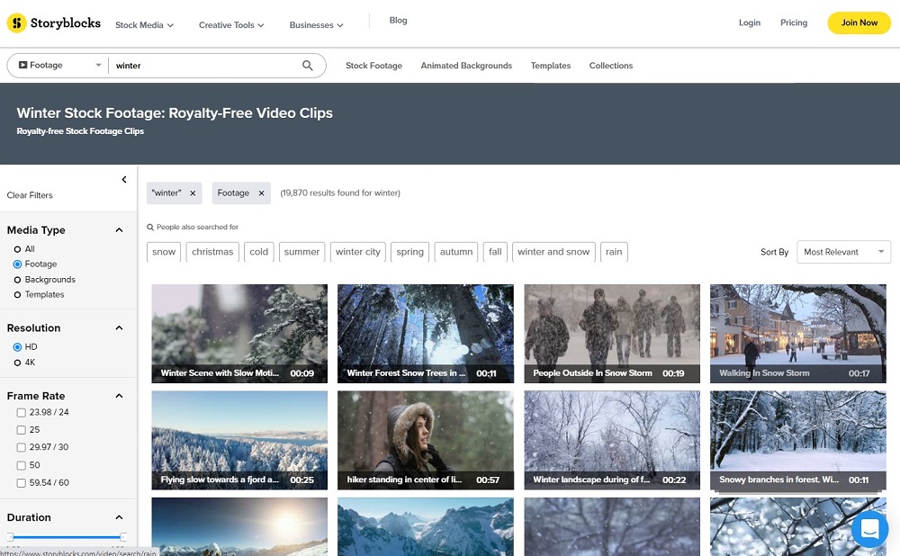 Storyblocks Interface