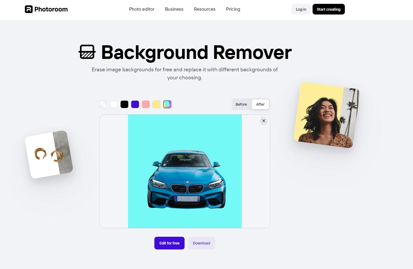 PhotoRoom - Solution retouche photo IA en ligne pour supprimer le fond des images