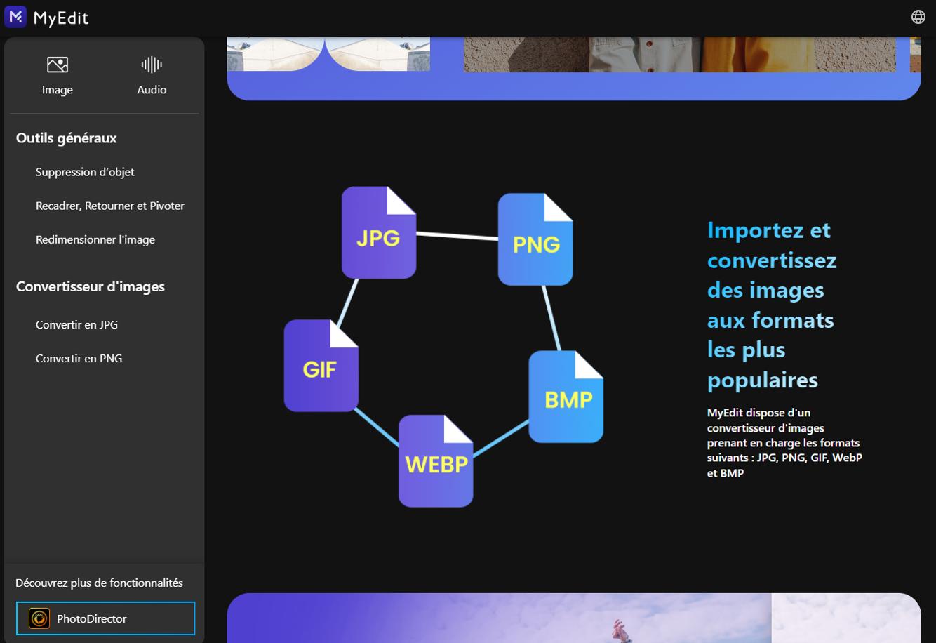 MyEdit Interface - Meilleur convertisseur d'images