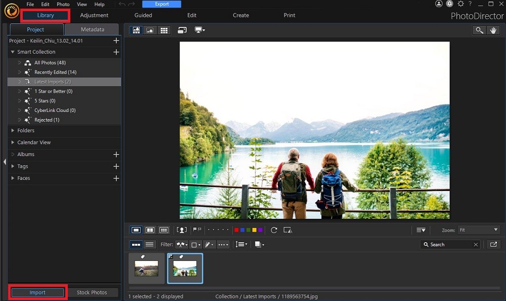 PhotoDirector - Import