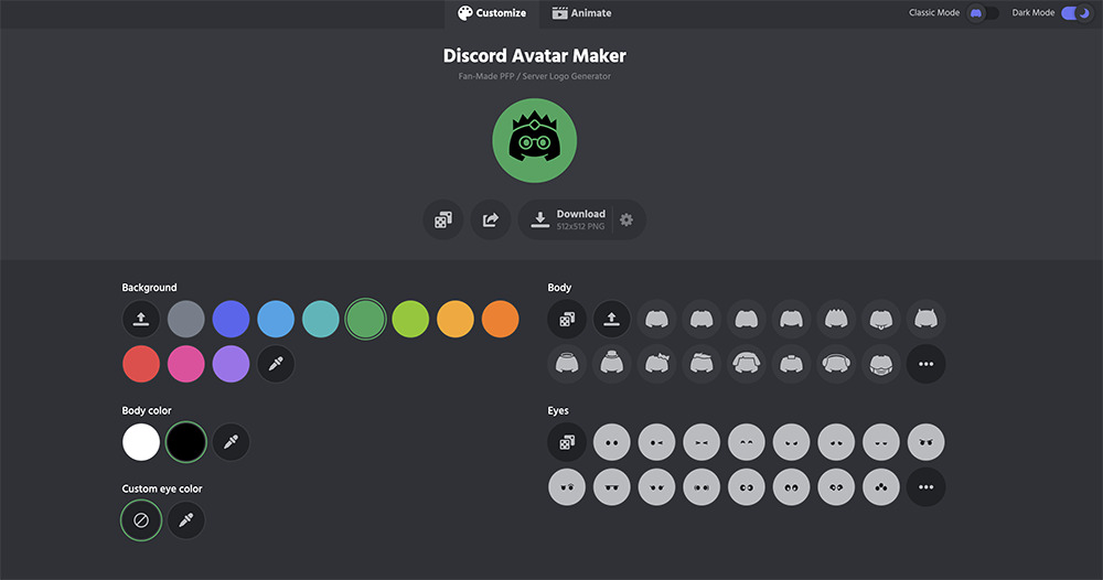 Discord Avatar Maker Interface