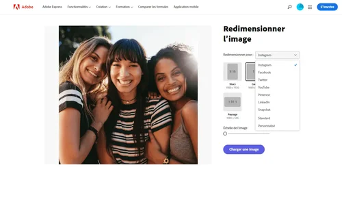 Adobe Express - Redimensionner une image en ligne aux formats des réseaux sociaux