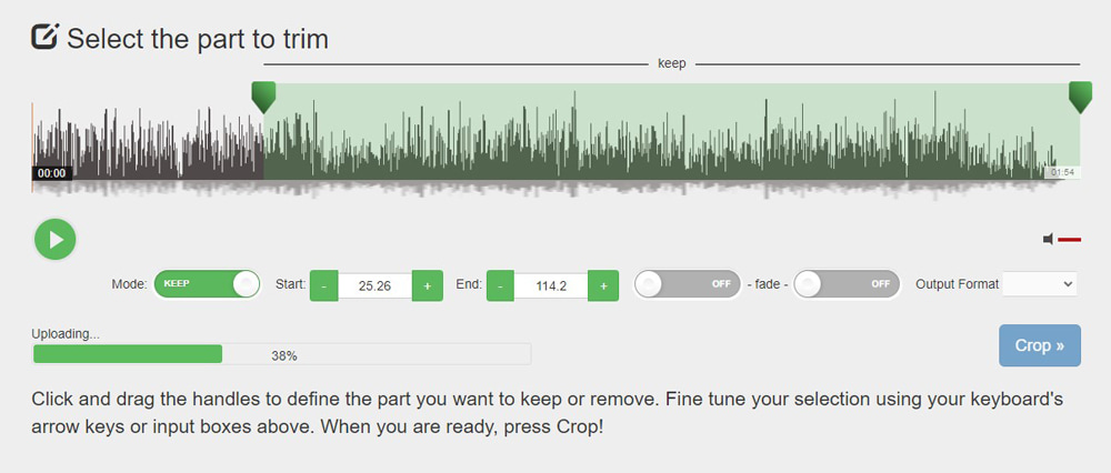 Audio Trimmer Oberfläche