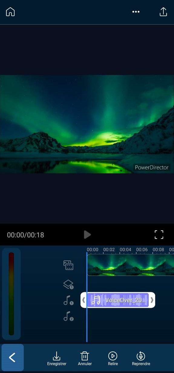 etape 6 powerdirector ajuster enregistrement vocal